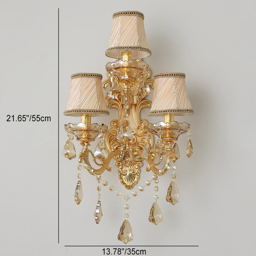 European Candlestick Shape Crystal 3-Light Wall Sconce Lamp