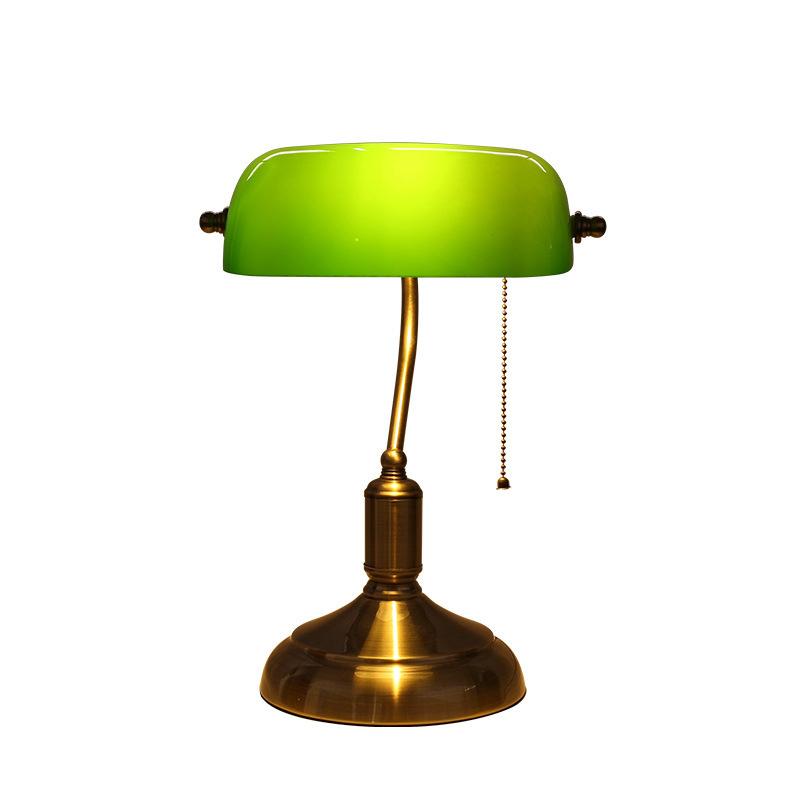 Retro Green Glass 1-Light LED Zipper Switch Table Lamp