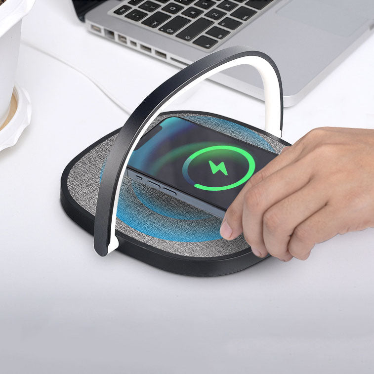 Creative Simple Wireless Charging Round Flat Panel LED Night Light Table Lamp