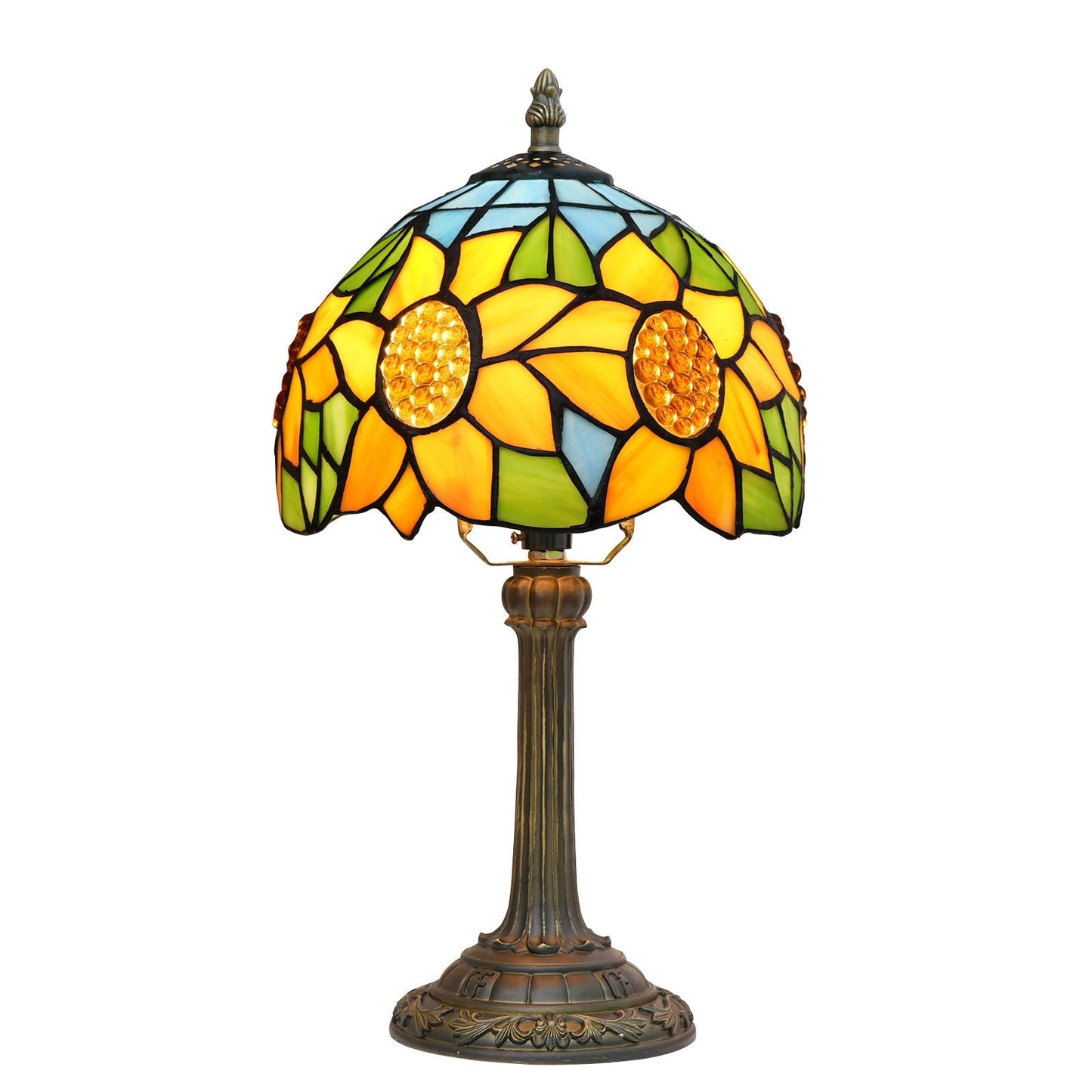 Traditional Tiffany Sunflower Umbrella Shape Resin Glass 1-Light Table Lamp For Bedroom