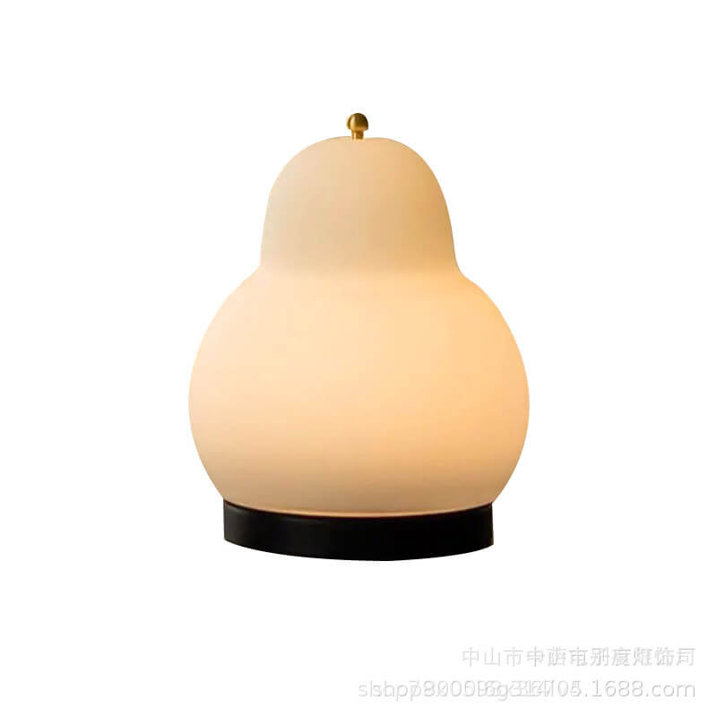 フレンチクリーム ペアシェイプ LED 充電式タッチテーブルランプ