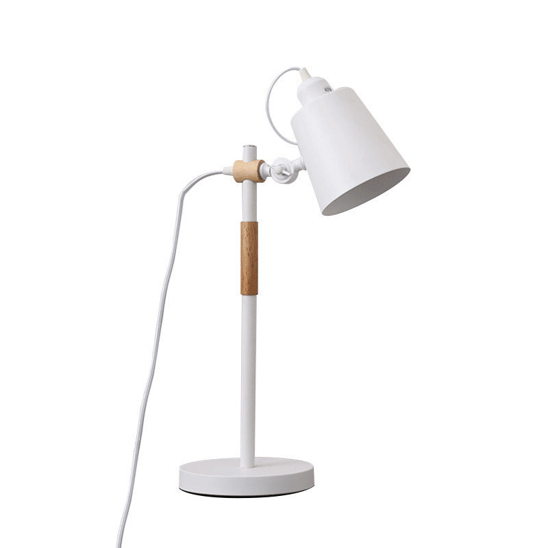 Modern Minimalist Solid Color Wood Hardware 1-Light Table Lamp