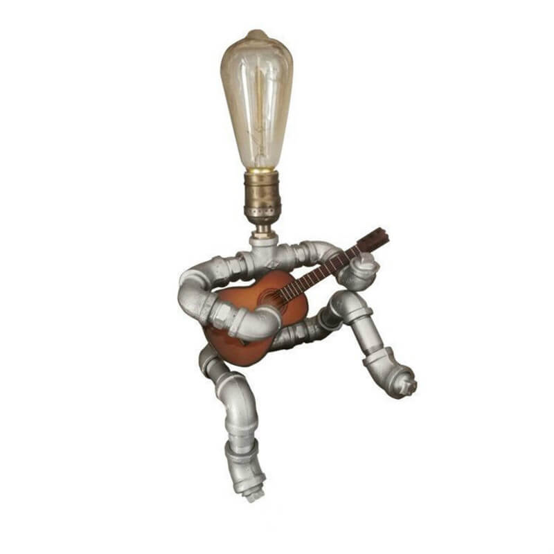 Industrial Plumbing Guitar Robot 1-Light Table Lamp