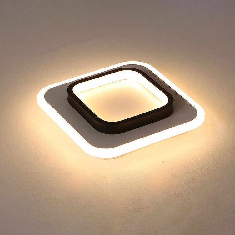 Modern Round Square Black White Iron Acrylic LED Flush Mount Light