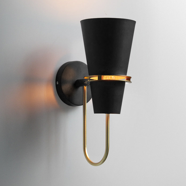 Contemporary Scandinavian Iron Cylinder Horn 1-Light Wall Sconce Lamp For Bedside