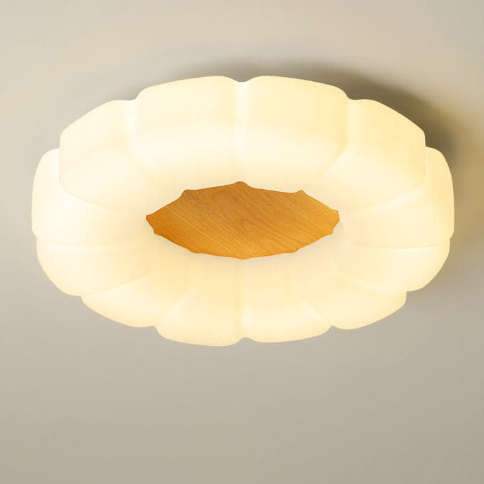 Nordic Creative Petals PE Wood Grain LED Flush Mount Ceiling Light