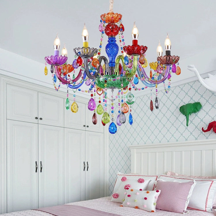 Modern Luxury Crown Iron Glass Crystal 6/8 Light Chandelier For Dining Room
