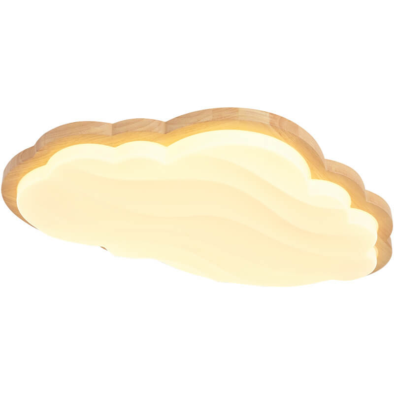 Modern Creative Pure White Cloud Star Wooden Acrylic LED Flush Mount Light
