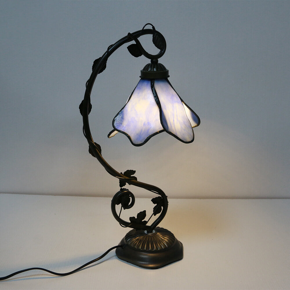 Tiffany Simple Flower Petal Resin Stained Glass 1-Light Table Lamp