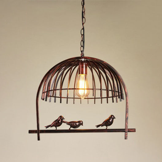 Contemporary Retro Cage Iron 1-Light Pendant Light For Dining Room
