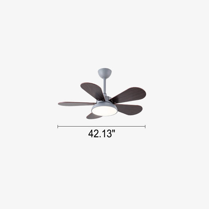 Simple Colorful Round Fan Leaf Kids Downrods Ceiling Fan Light