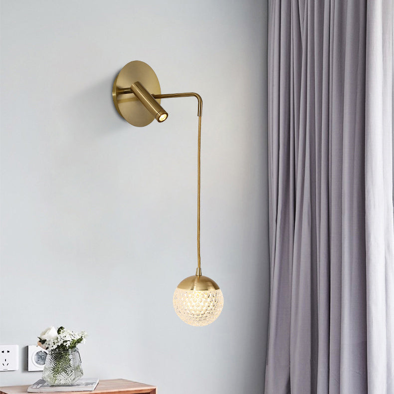 Contemporary Nordic Iron Acrylic Ball Pendant 1-Light LED Wall Sconce Lamp For Bedside
