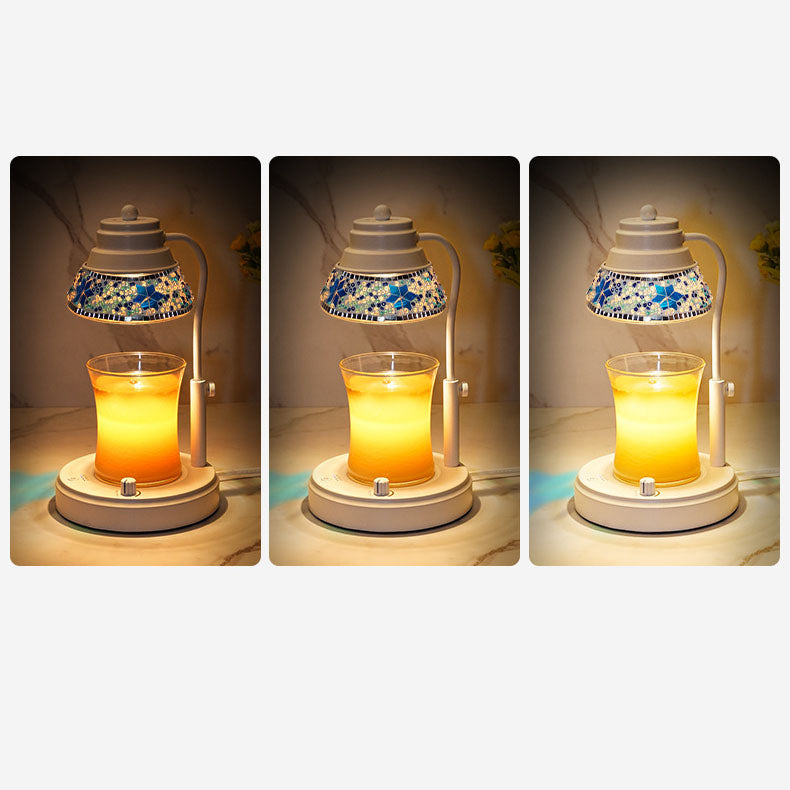 Contemporary Scandinavian Disc Cylinder Iron Plastic Crystal 1-Light Aromatherapy Melting Wax Table Lamp For Bedroom