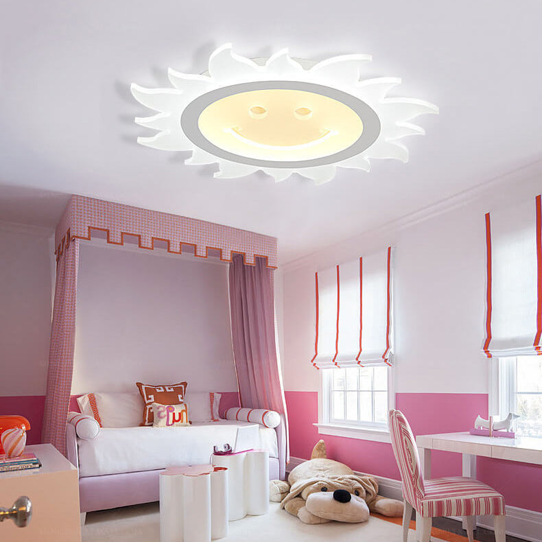 Creative Cartoon Smiley Sun LED Flush Mount Ceiling Light