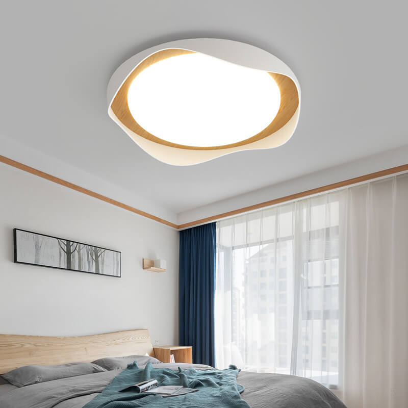 Modern Creative Round Ripple Pure White Iron Acrylic LED Flush Mount Light