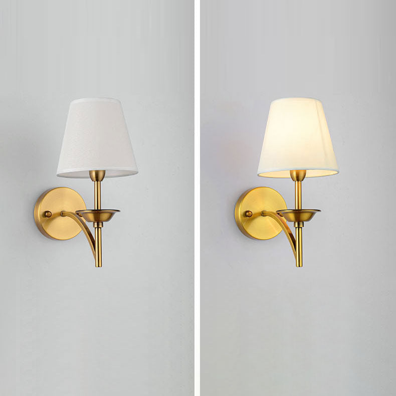 Modern Mid-Century Iron Fabric Cylinder 1/2 Light Wall Sconce Lamp For Bedside