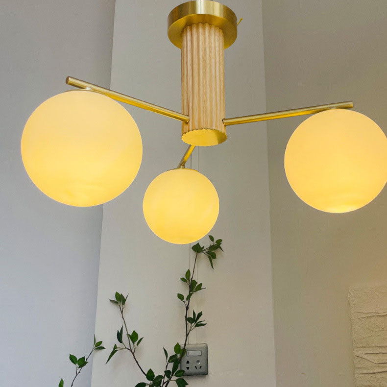 Modern Creative Minimalist Copper Glass Sphere 3/5-Light Semi-Flush Mount Ceiling Light