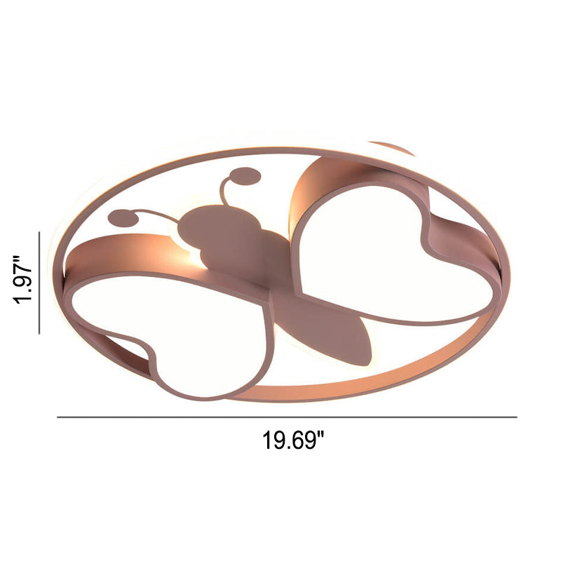 Creative Cartoon Butterfly Round LED Flush Mount Ceiling Light