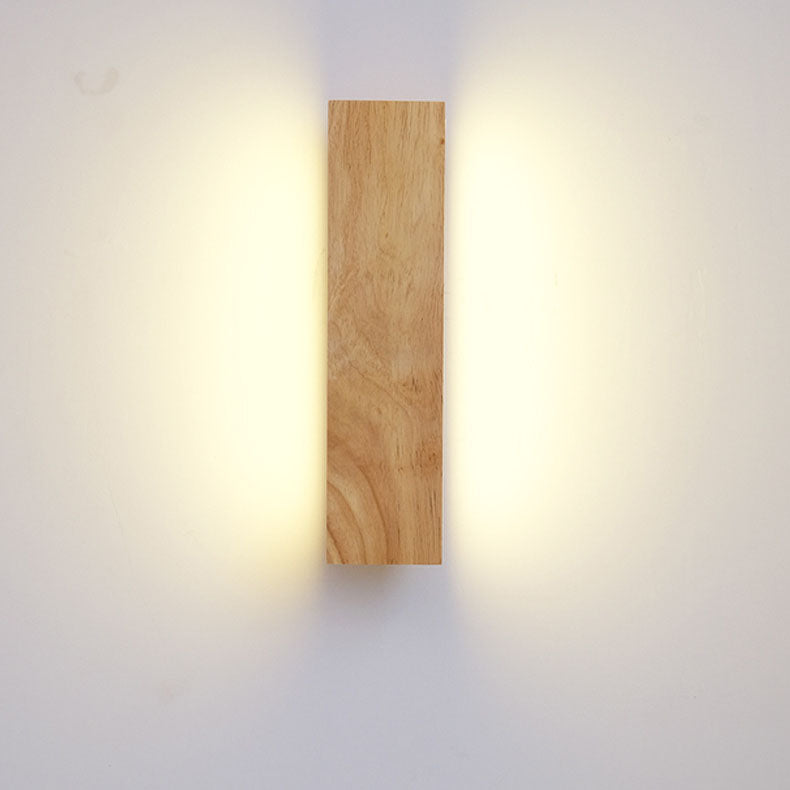 Japanese Minimalist Log Rectangular Flat Rotatable LED Wall Sconce Lamp