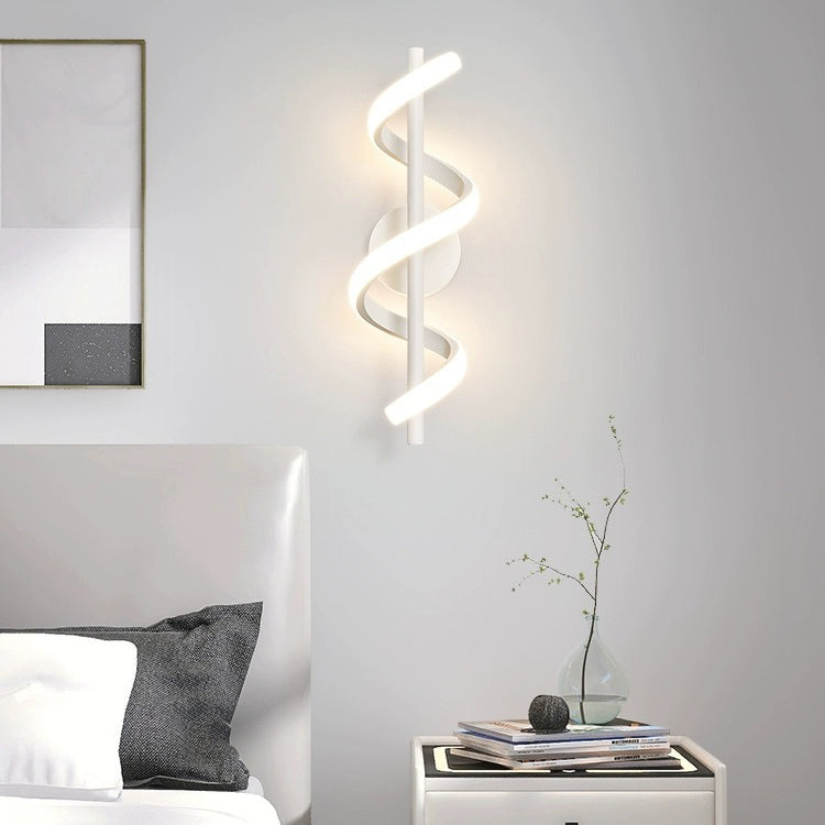 مصباح حائط LED من الألومنيوم والسيليكون بتصميم حلزوني عصري بسيط لغرفة المعيشة