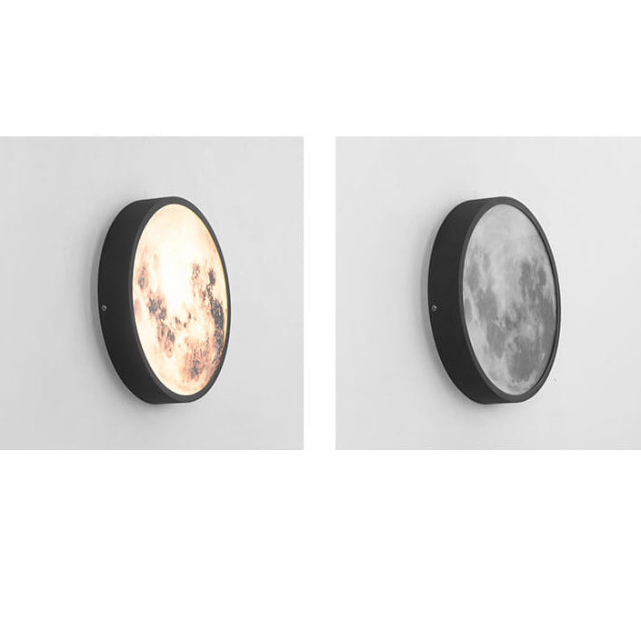 Modern Outdoor Moon Round Waterproof Wall Sconce Lamp
