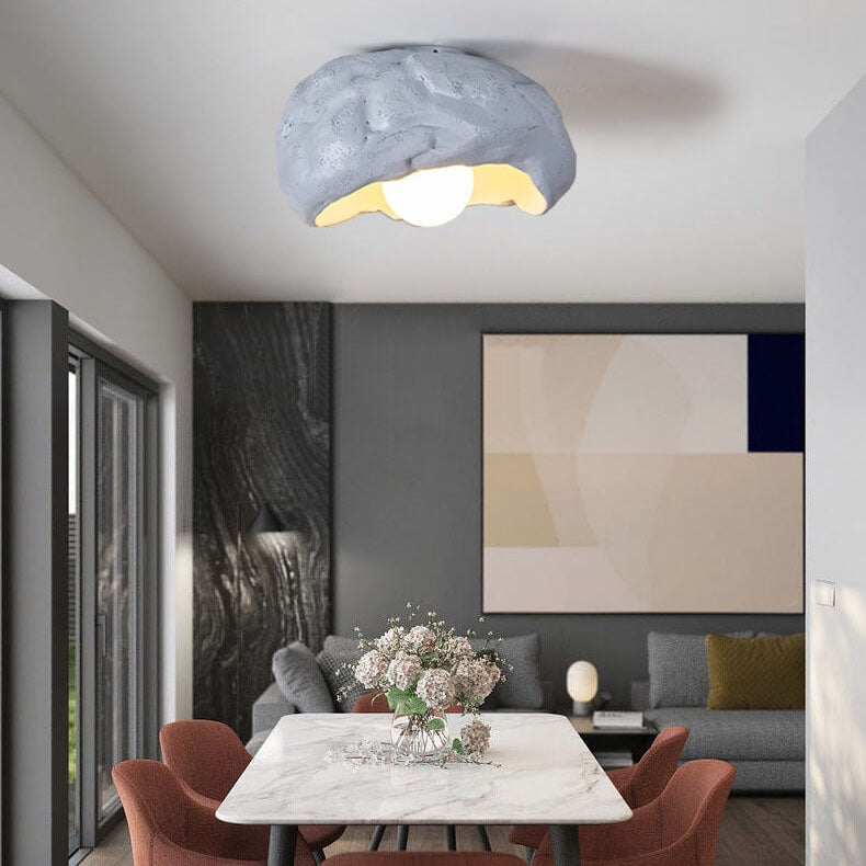 Japanese Creative Resin Rock Texture 1-Light Flush Mount Ceiling Light