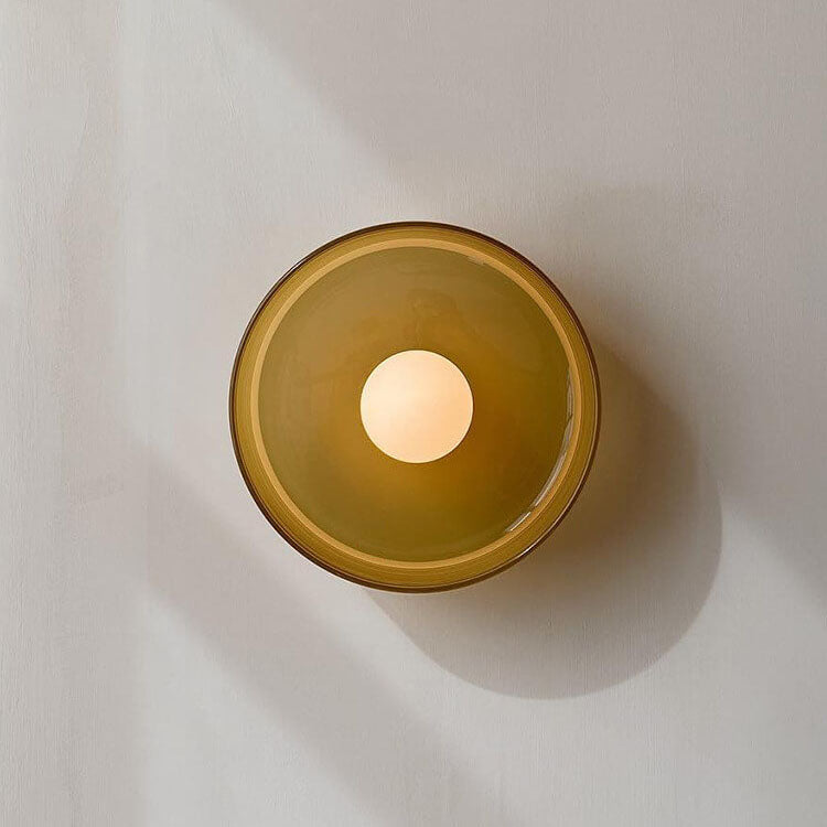 Scandinavian Modern Round Plate Iron Glass 1-Light Wall Sconce Lamp