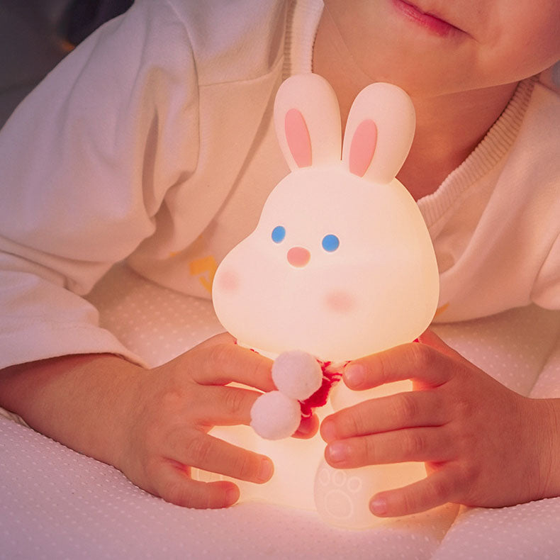 Creative Cartoon Rabbit Silicone Pat USB LED Night Light Table Lamp