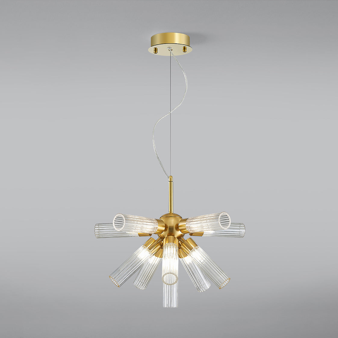 Contemporary Creative Iron Acrylic Cylinder 11-Light Chandelier For Dining Room