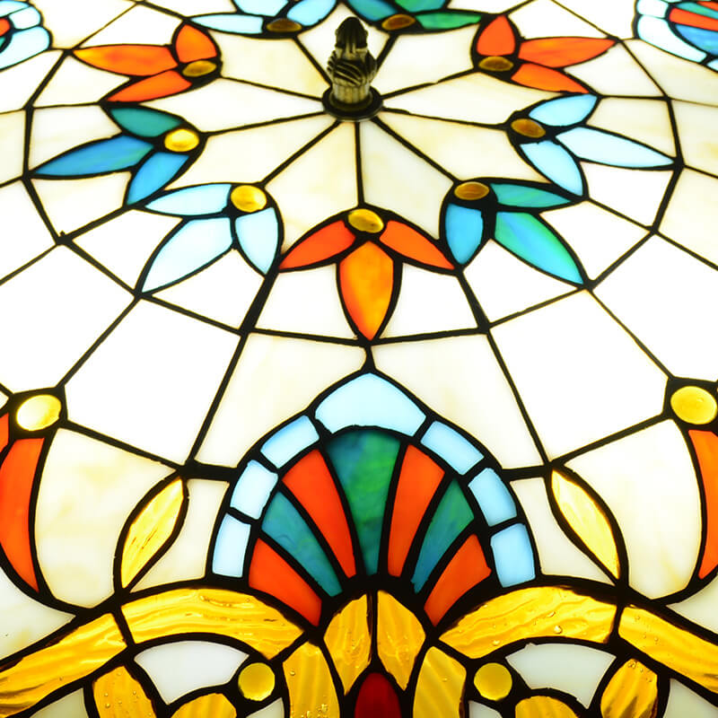 European Tiffany Baroque Round Stained Glass 2/3/4 Light Flush Mount Ceiling Light