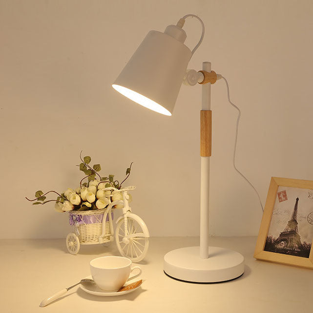 Modern Minimalist Solid Color Wood Hardware 1-Light Table Lamp