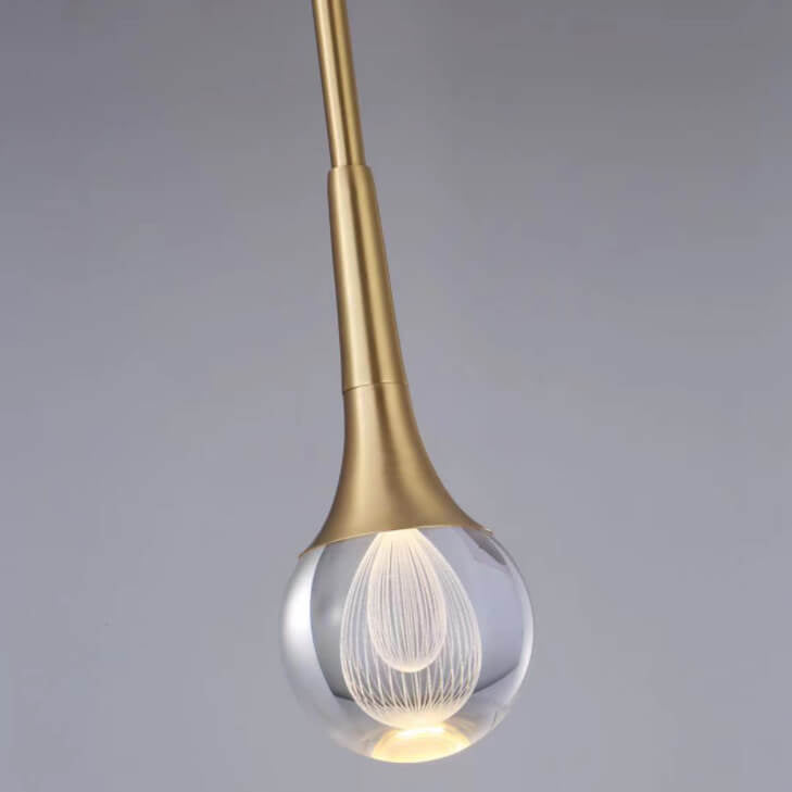مصباح LED عصري فاخر على شكل دمعة من الزجاج والنحاس