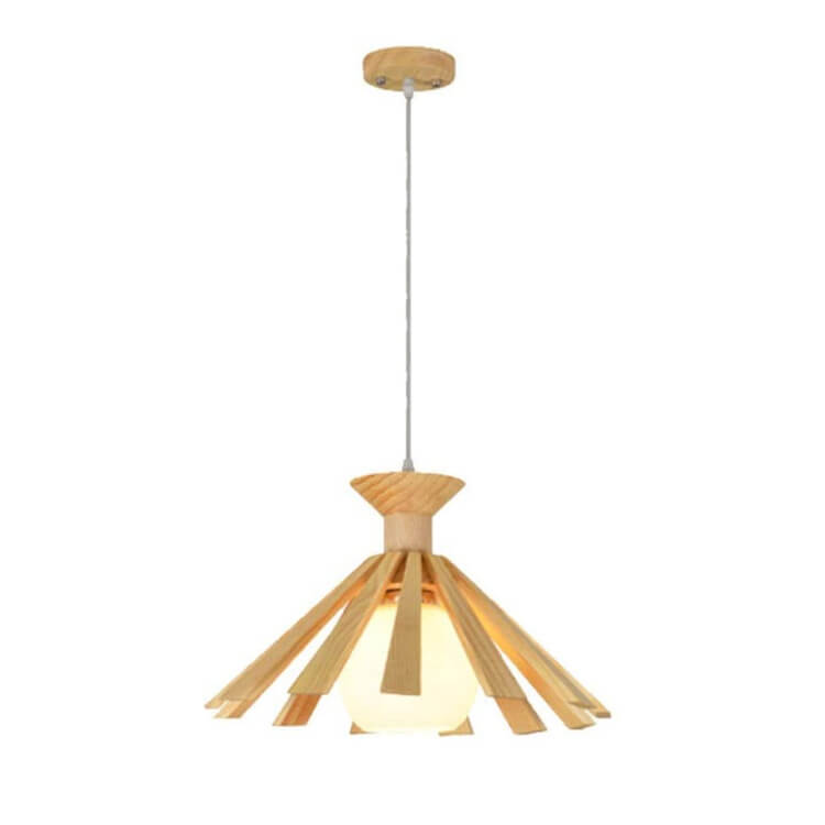 Japanese Art Wooden 1-Light Pendant Light