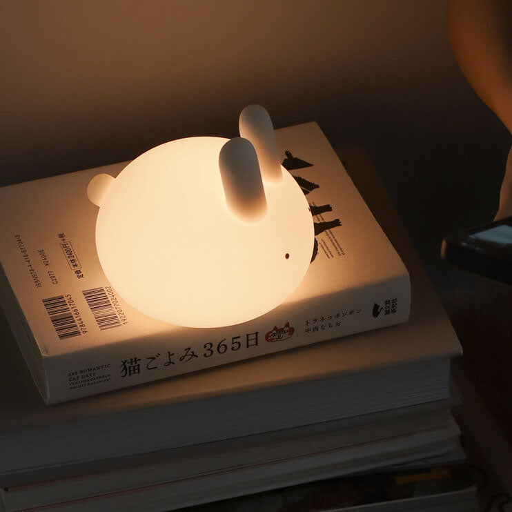 Creative Cartoon Bunny Silicone LED Pat Night Light Table Lamp