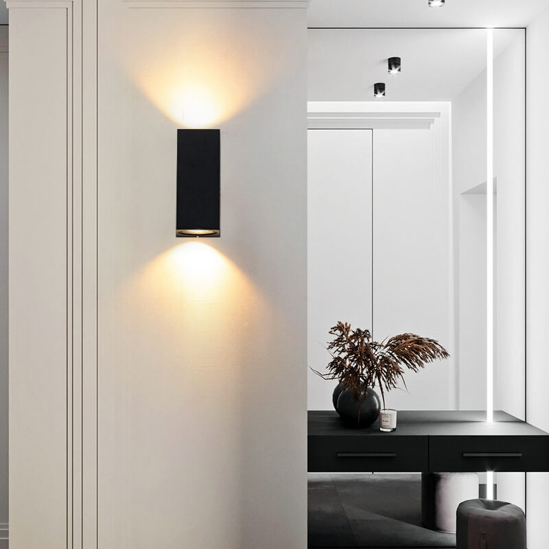 Modern Simple Outdoor Waterproof Aluminum Glass Cylinder 2-Light Wall Sconce Lamp