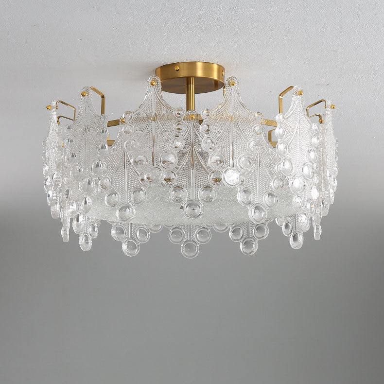 Modern Light Luxury Creative Crystal Cylinder 6-Light Semi-Flush Mount Ceiling Light