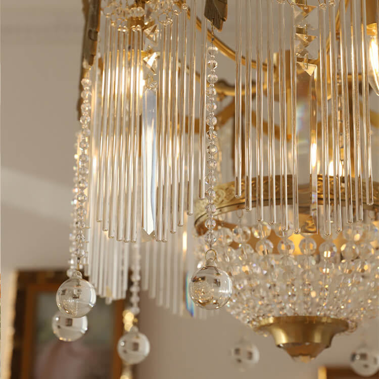 French Luxury Crystal Tassel Bead Design 6/7/9 Light Chandelier