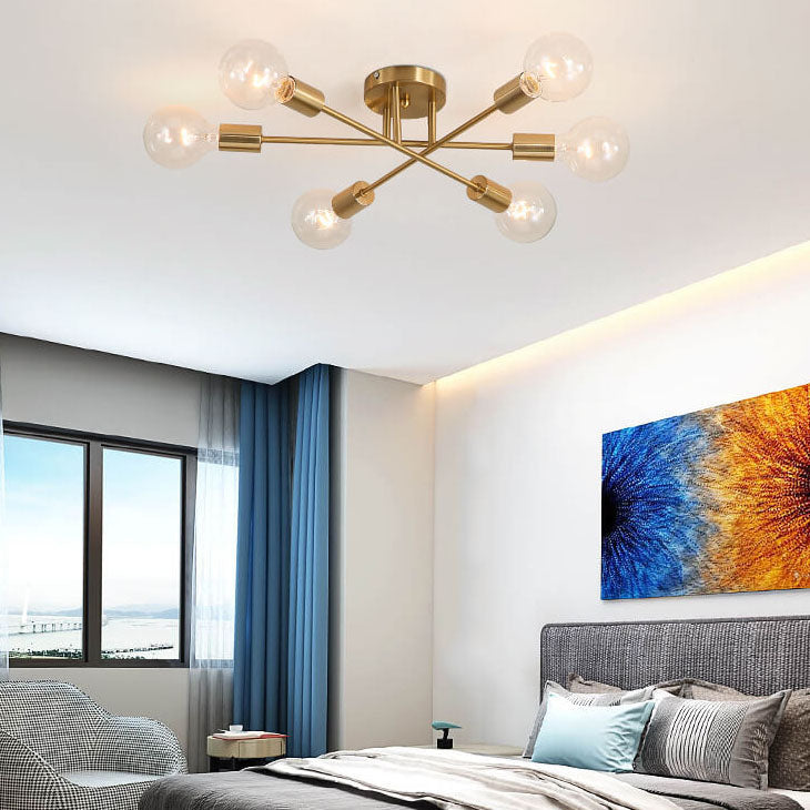 ヨーロッパの高級ゴールド仕上げフレームガラスシェード6灯シャンデリア