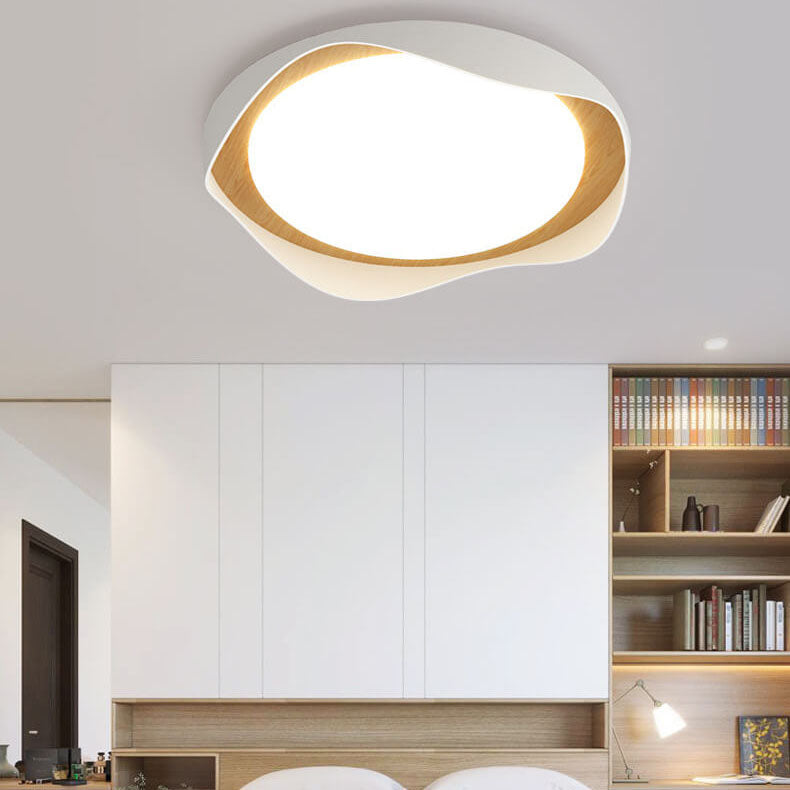 Modern Creative Round Ripple Pure White Iron Acrylic LED Flush Mount Light
