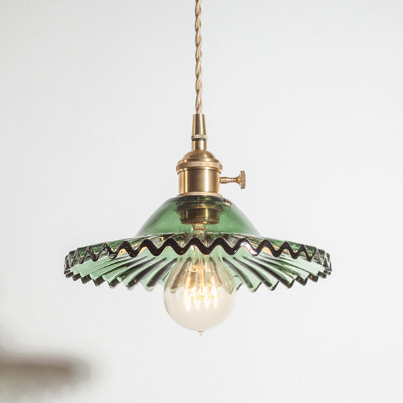 Textured Glass 1-Light Dome Lace Pendant Light