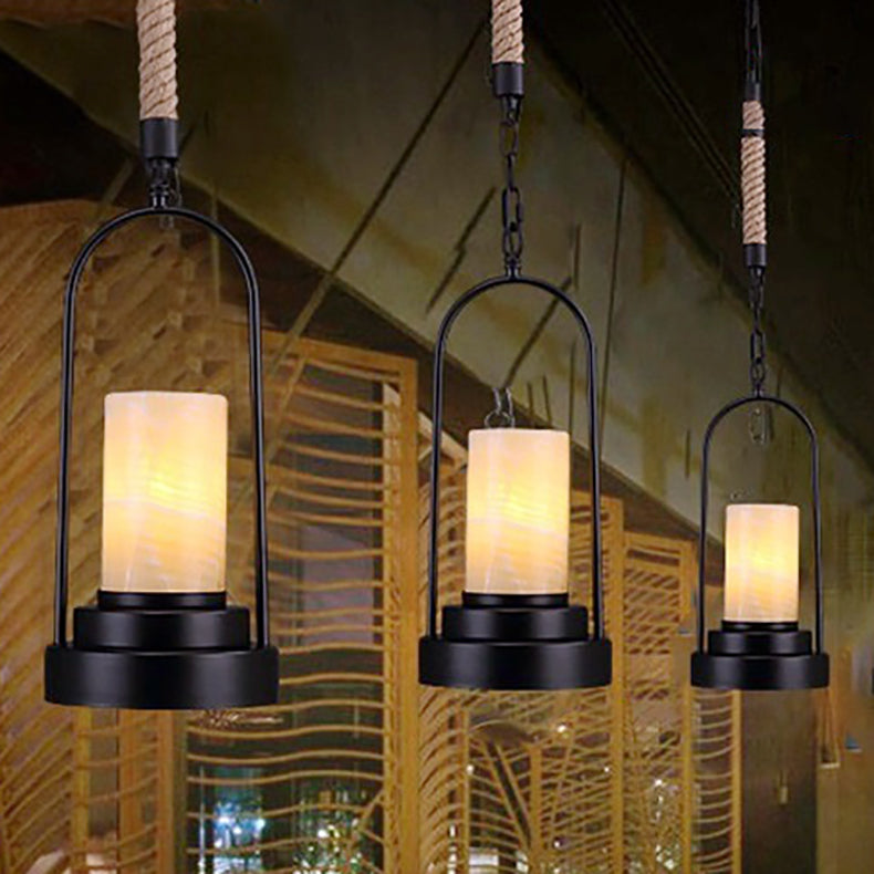 Vintage Industrial Candle 1-Light Hemp Wire LED Pendant Light