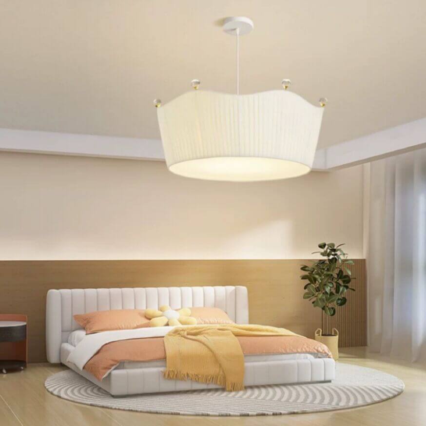 ثريا جزيرة بخمسة مصابيح بتصميم عصري بسيط من القماش بتصميم تاج إبداعي
