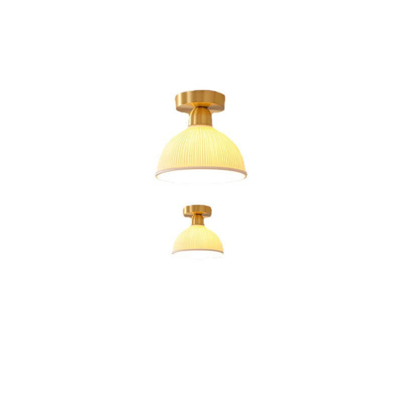 Modern Ceramic Round Jar Copper 1-Light Semi-Flush Mount Ceiling Light