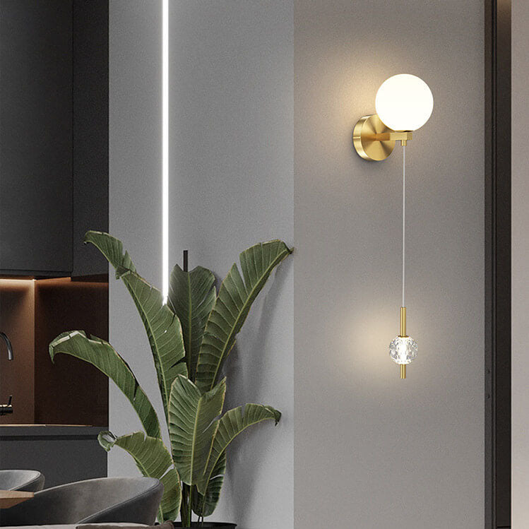 Modern Minimalist Copper Crystal 1-Light Wall Sconce Lamp