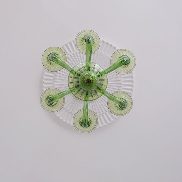 伝統的なフランスのガラス製燭台デザイン、アイアン製6灯シャンデリア(リビングルーム用)