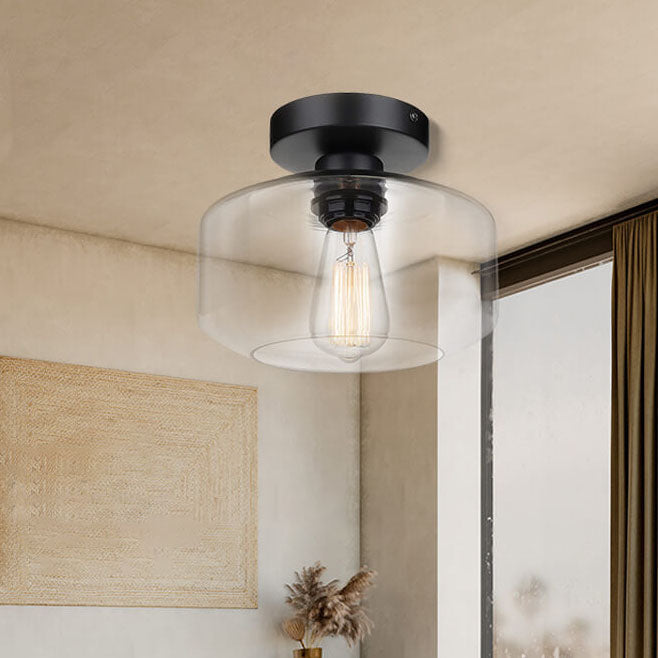 Modern Simplicity Glass 1-Light Semi-Flush Mount Ceiling Light For Bedroom