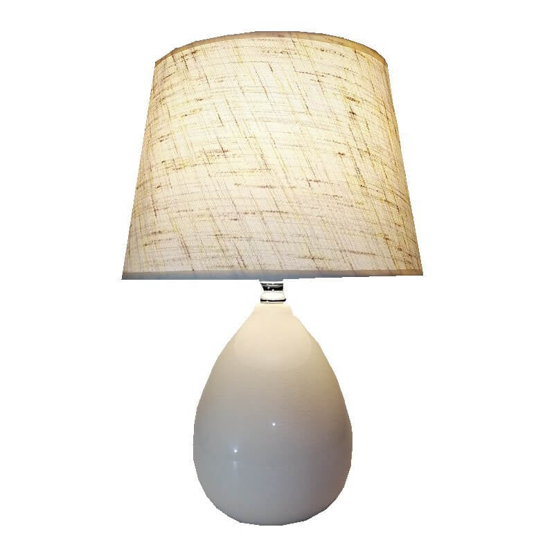 Nordic White Fabric Oval Ceramic Base 1-Light Table Lamp