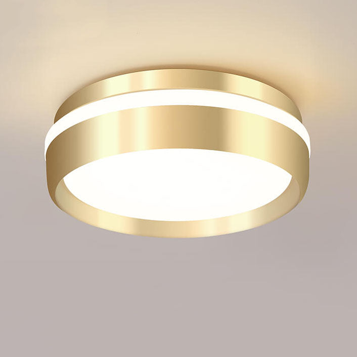 Nordic Minimalist Round Solid Gold Aluminum Acrylic LED Flush Mount Light