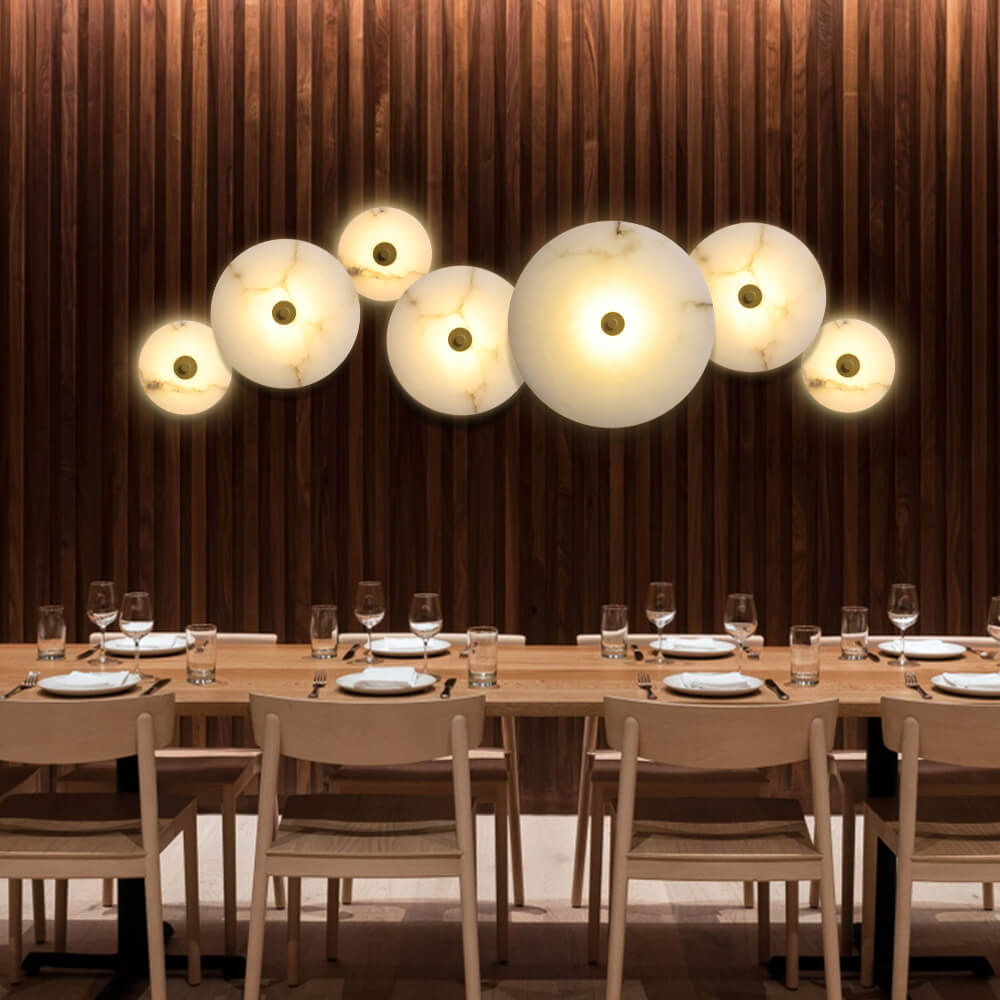 Modern Luxury Round Marble Iron LED Wall Sconce Lamp