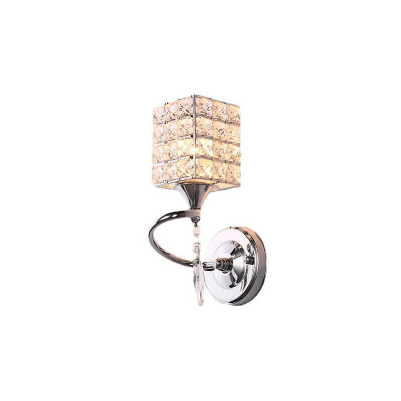 Modern Luxury Crystal Cylindrical Square 1-Light Wall Sconce Lamp